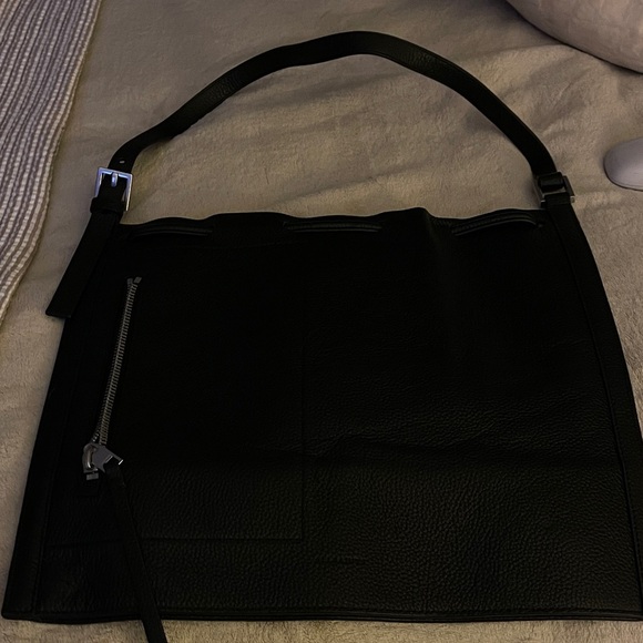 AllSaints Leather Black Shoulder Cinch bag - Picture 1 of 8